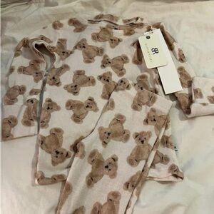 Brown and White Bear Print Pajama Set